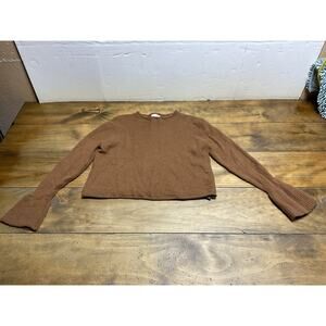 Jigsaw Pure Cashmere Jumper Womens Size XL Brown Rolled Neck Flare Sleeve